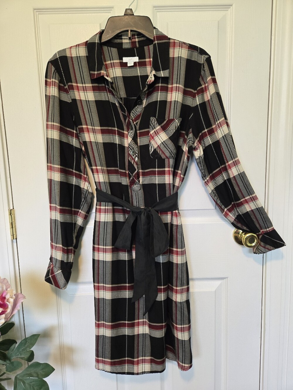 J. Jill Plaid Shirt Dress with Pockets sz M